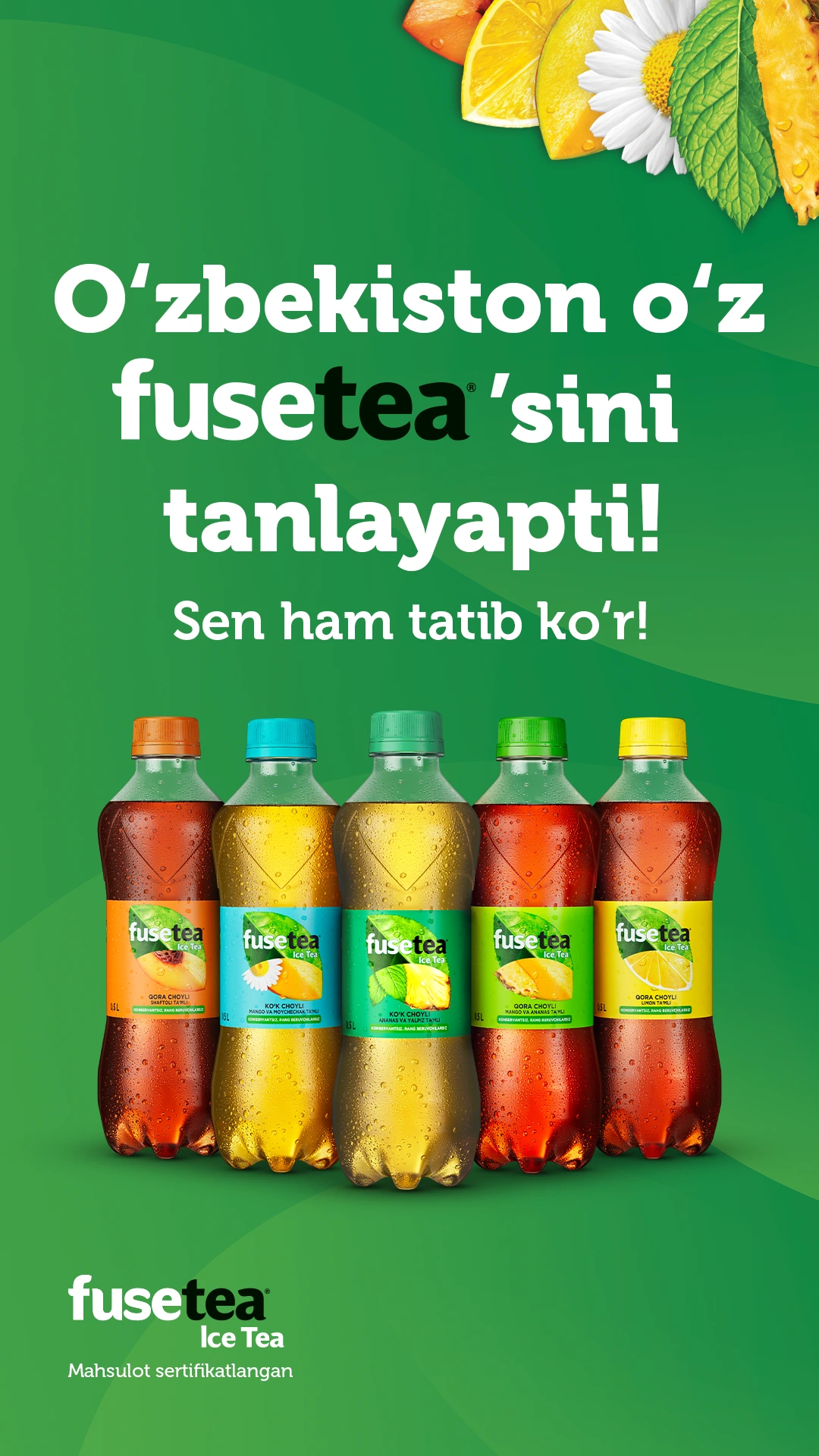 Fuse Tea ‘Uzbekistan chooses its own’ — vertical poster